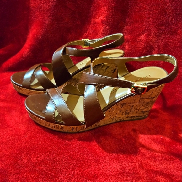 Franco Sarto Brown Wedge Heel Sandals -Size 8.5M - Picture 5 of 9